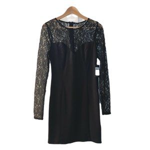 Guess - Fitted Black dress with Laced Long sleeves